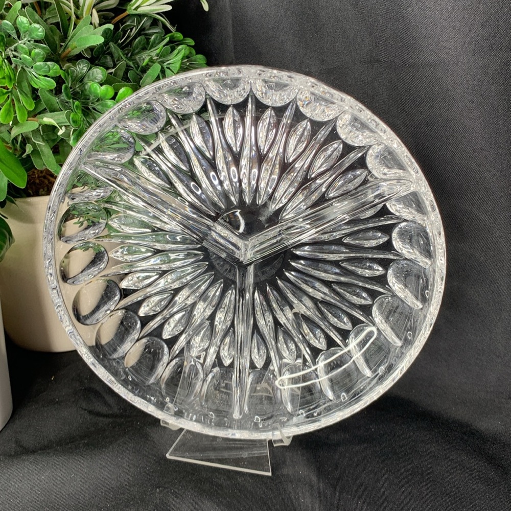 Gorham full lead crystal Kingsbury Collection 3 part trinket dish / relish tray